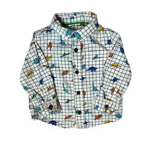 Cat and Jack dinosaur 12 months dress shirt long sleeve, colorful grid pattern